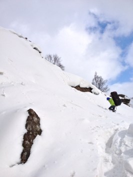 Descent behind Chequers Buttress